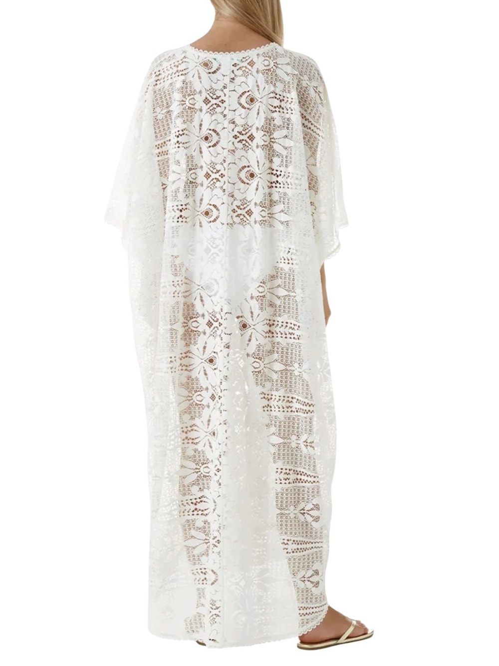 MELISSA ODABASH Nicki Lace Kaftan Beach Cover UP White SIZE OS NEW - Picture 3 of 9